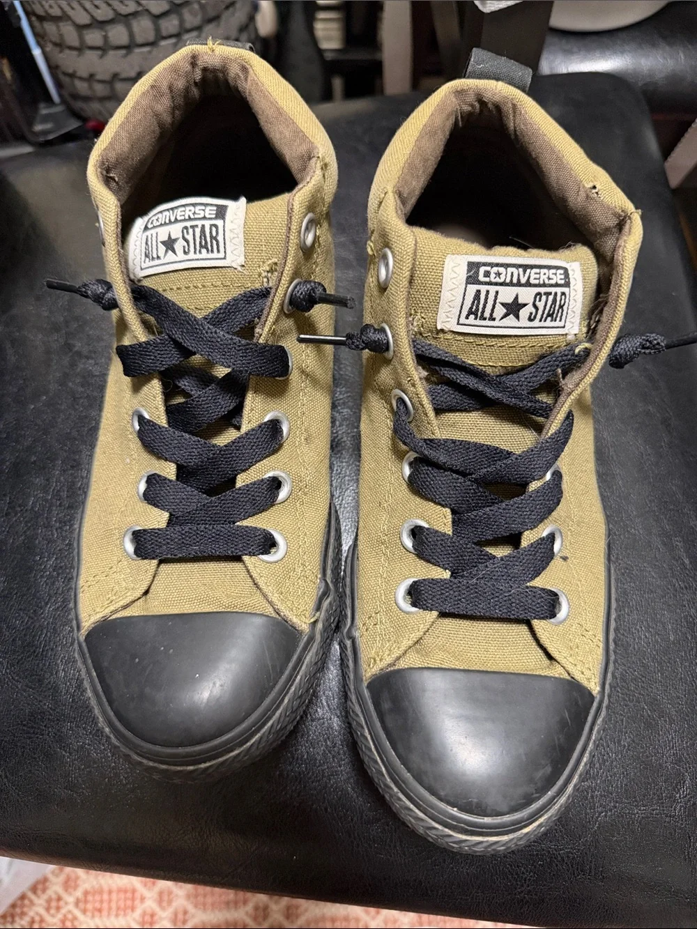 Converse Kids Olive Green and Black Sneakers